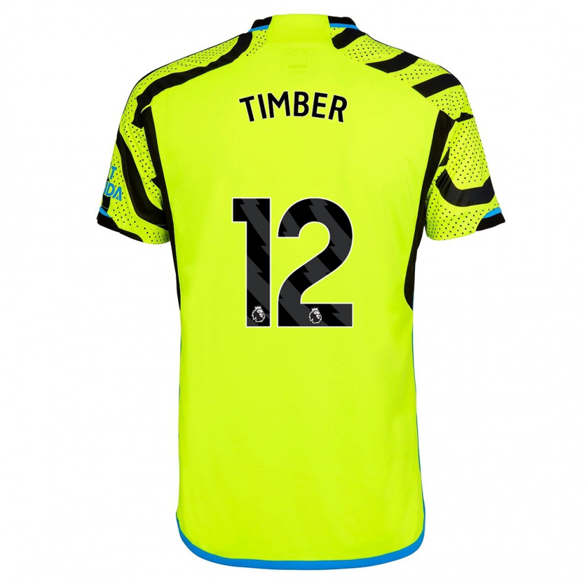 Børn Jurrien Timber #12 Gul Udebane Spillertrøjer 2023/24 Trøje T-Shirt