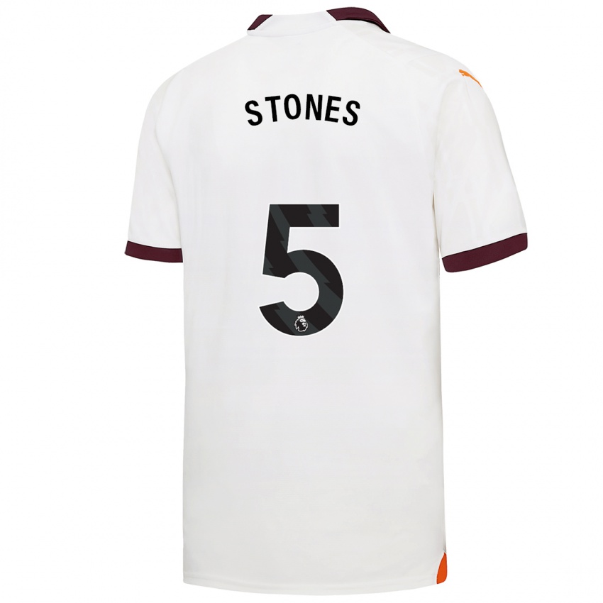 Børn John Stones #5 Hvid Udebane Spillertrøjer 2023/24 Trøje T-Shirt