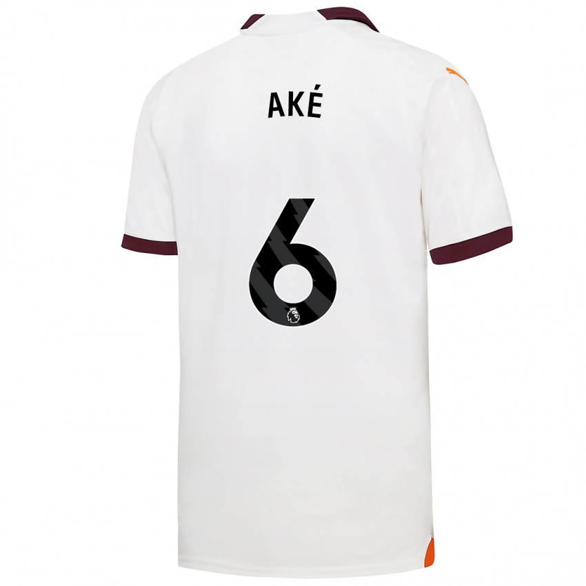 Børn Nathan Ake #6 Hvid Udebane Spillertrøjer 2023/24 Trøje T-Shirt