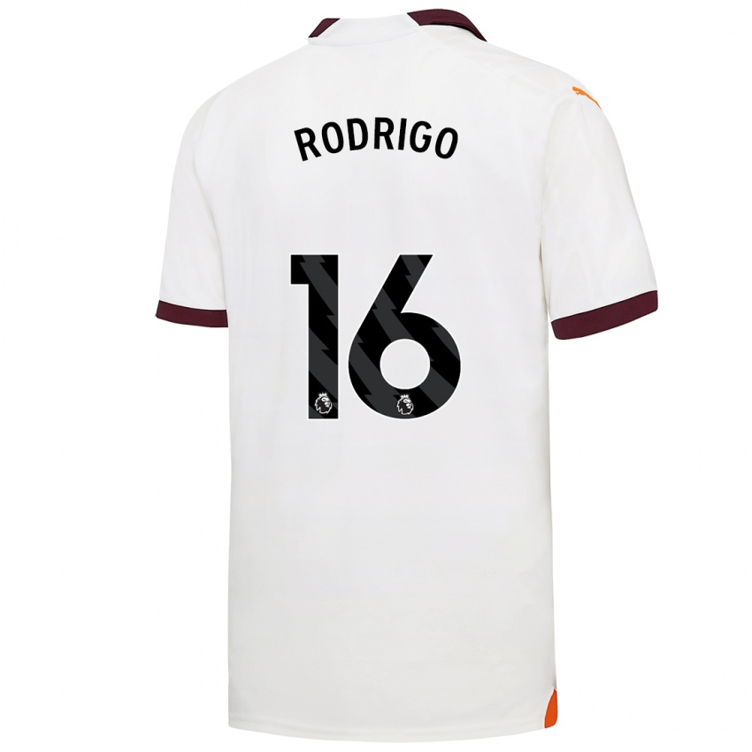Børn Rodrigo Hernandez #16 Hvid Udebane Spillertrøjer 2023/24 Trøje T-Shirt