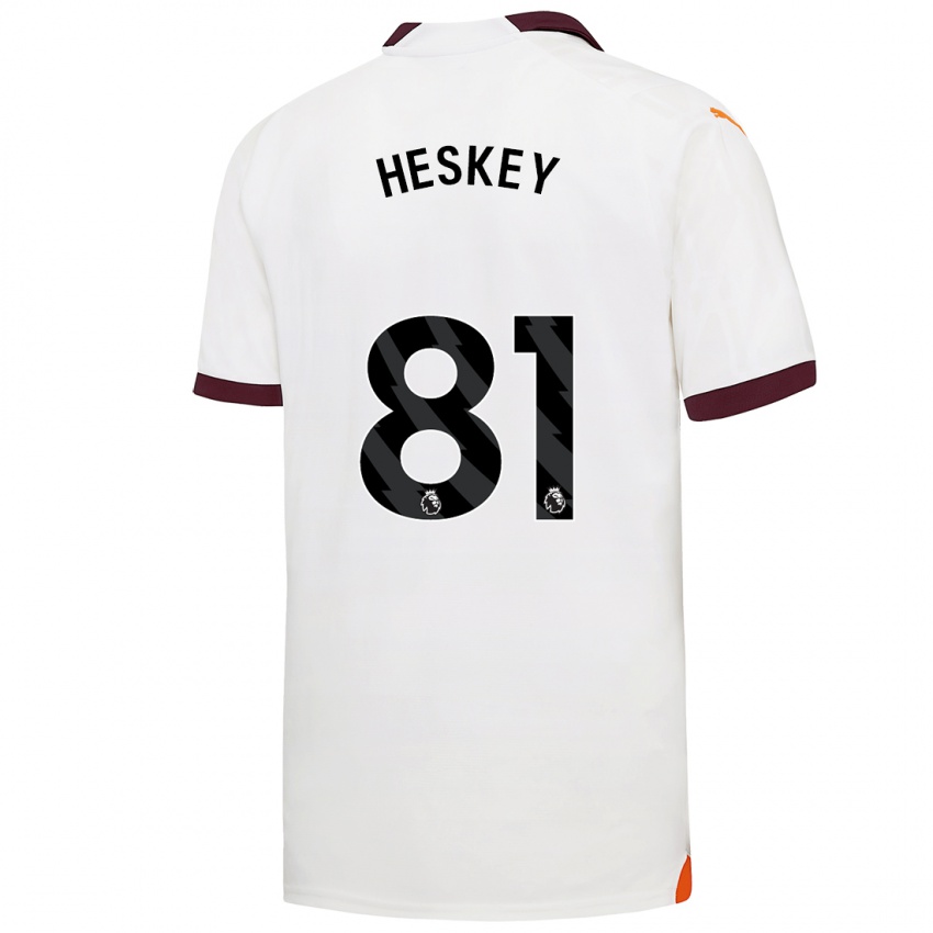 Børn Jaden Heskey #81 Hvid Udebane Spillertrøjer 2023/24 Trøje T-Shirt