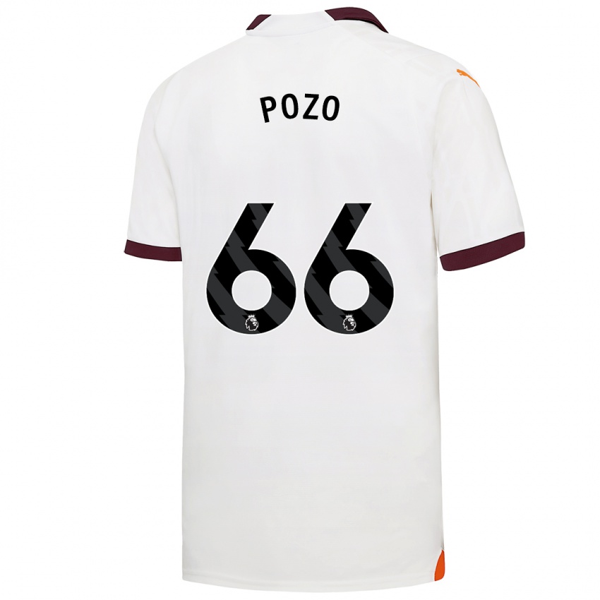 Børn Iker Pozo #66 Hvid Udebane Spillertrøjer 2023/24 Trøje T-Shirt