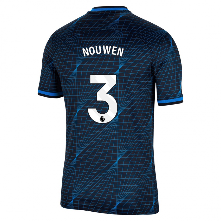 Børn Aniek Nouwen #3 Mørkeblå Udebane Spillertrøjer 2023/24 Trøje T-Shirt