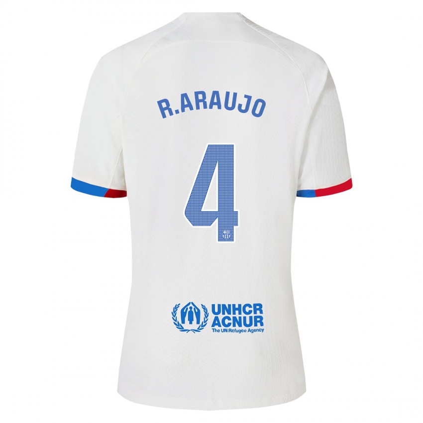 Børn Ronald Araujo #4 Hvid Udebane Spillertrøjer 2023/24 Trøje T-Shirt