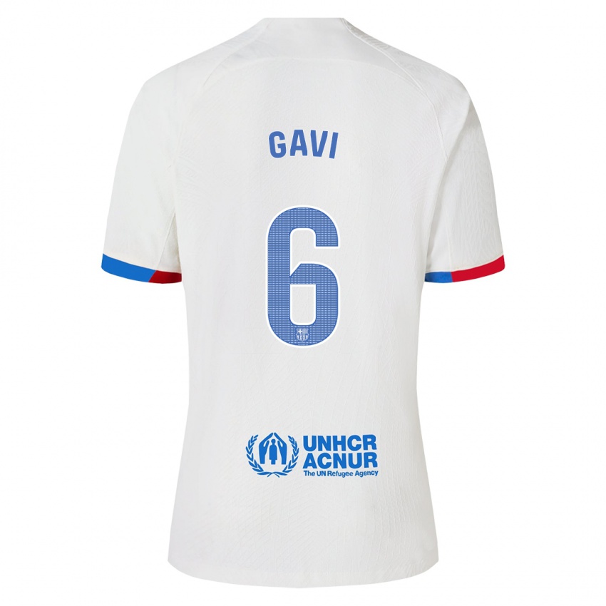 Børn Gavi #6 Hvid Udebane Spillertrøjer 2023/24 Trøje T-Shirt