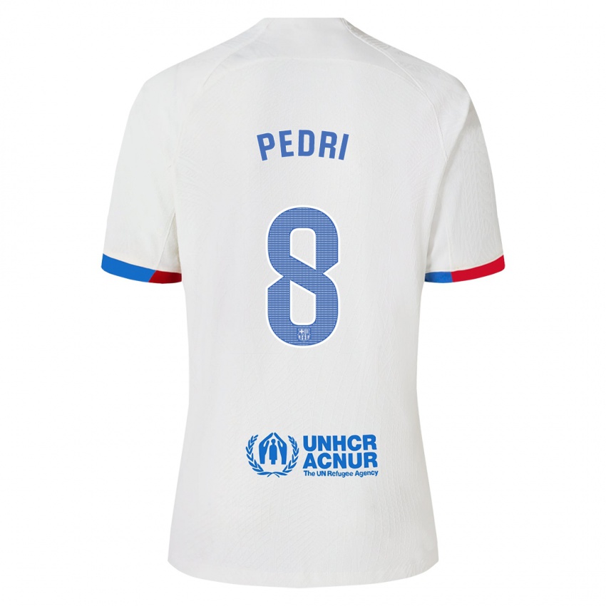 Børn Pedri #8 Hvid Udebane Spillertrøjer 2023/24 Trøje T-Shirt