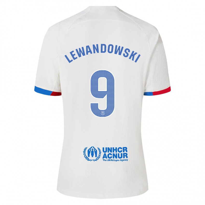 Børn Robert Lewandowski #9 Hvid Udebane Spillertrøjer 2023/24 Trøje T-Shirt