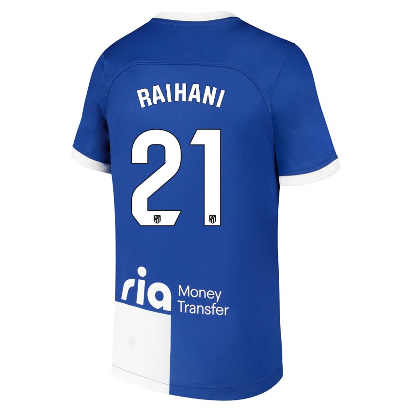 Børn Abde Raihani #21 Blå Hvid Udebane Spillertrøjer 2023/24 Trøje T-Shirt