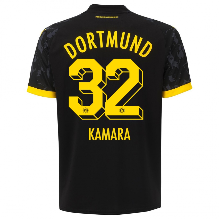 Børn Abdoulaye Kamara #32 Sort Udebane Spillertrøjer 2023/24 Trøje T-Shirt