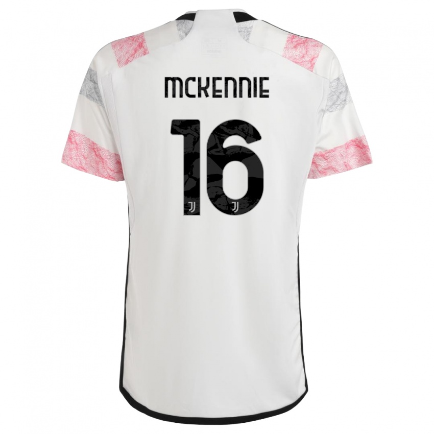 Børn Weston Mckennie #16 Hvid Pink Udebane Spillertrøjer 2023/24 Trøje T-Shirt