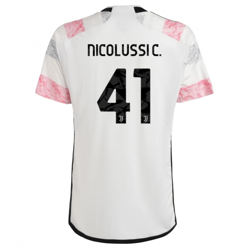 Børn Hans Nicolussi Caviglia #41 Hvid Pink Udebane Spillertrøjer 2023/24 Trøje T-Shirt