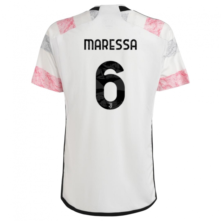 Børn Tommaso Maressa #6 Hvid Pink Udebane Spillertrøjer 2023/24 Trøje T-Shirt