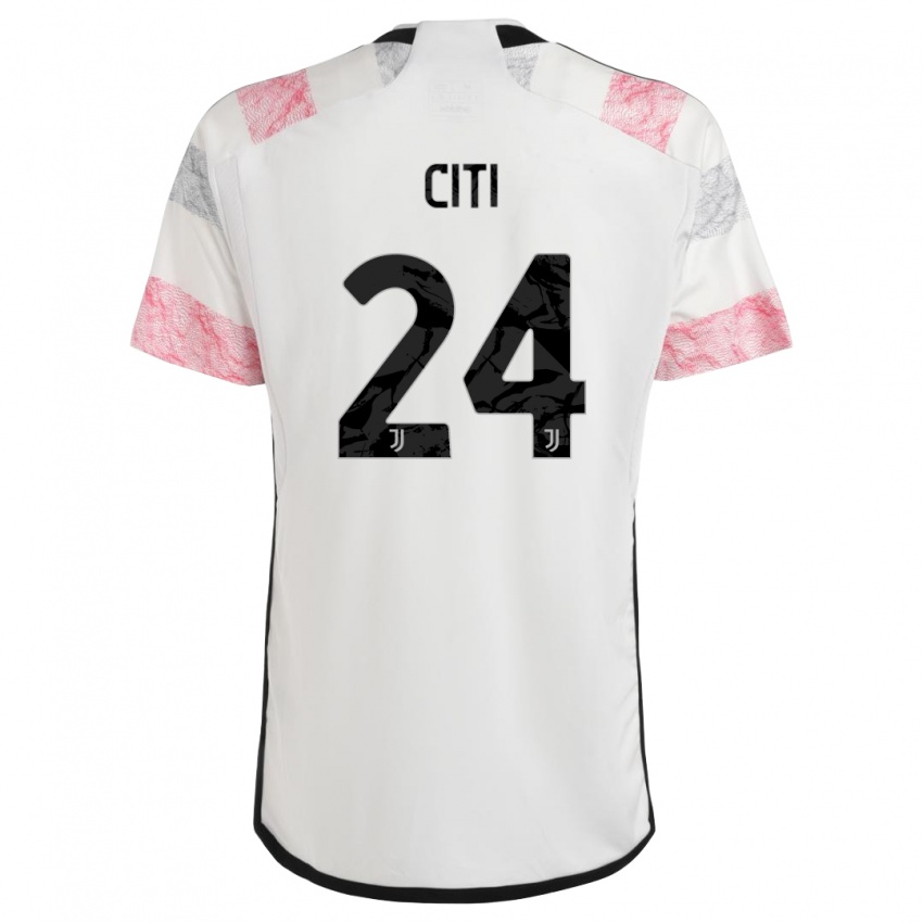 Børn Alessandro Citi #24 Hvid Pink Udebane Spillertrøjer 2023/24 Trøje T-Shirt