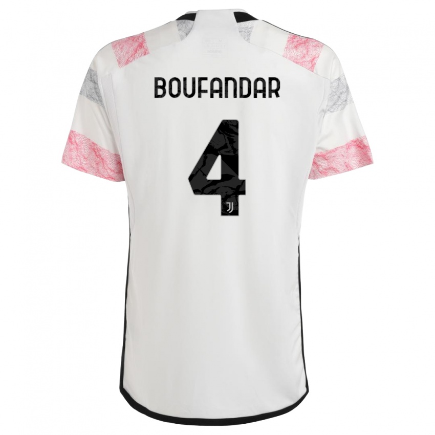 Børn Adam Boufandar #4 Hvid Pink Udebane Spillertrøjer 2023/24 Trøje T-Shirt