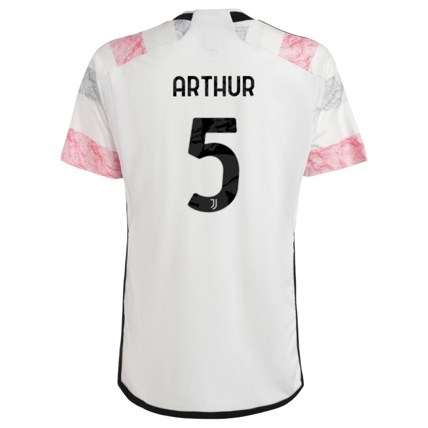 Børn Arthur #5 Hvid Pink Udebane Spillertrøjer 2023/24 Trøje T-Shirt