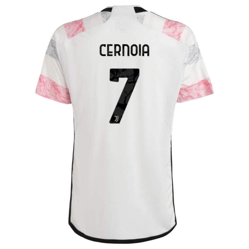 Børn Valentina Cernoia #7 Hvid Pink Udebane Spillertrøjer 2023/24 Trøje T-Shirt