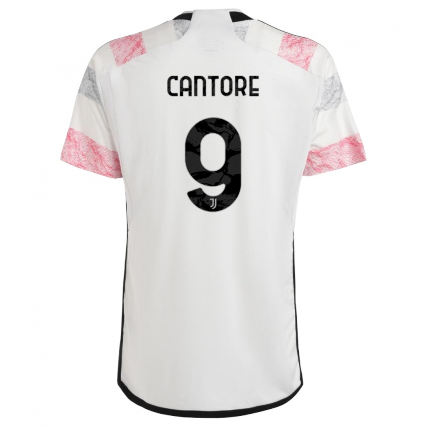 Børn Sofia Cantore #9 Hvid Pink Udebane Spillertrøjer 2023/24 Trøje T-Shirt
