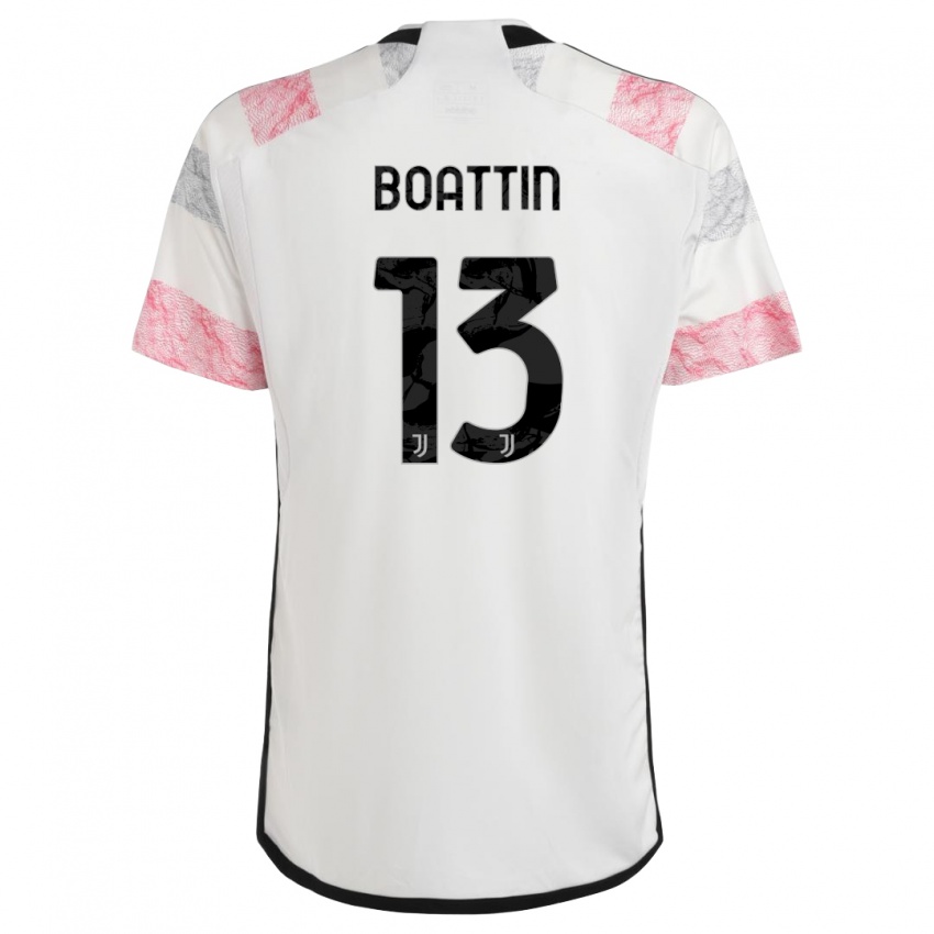 Børn Lisa Boattin #13 Hvid Pink Udebane Spillertrøjer 2023/24 Trøje T-Shirt