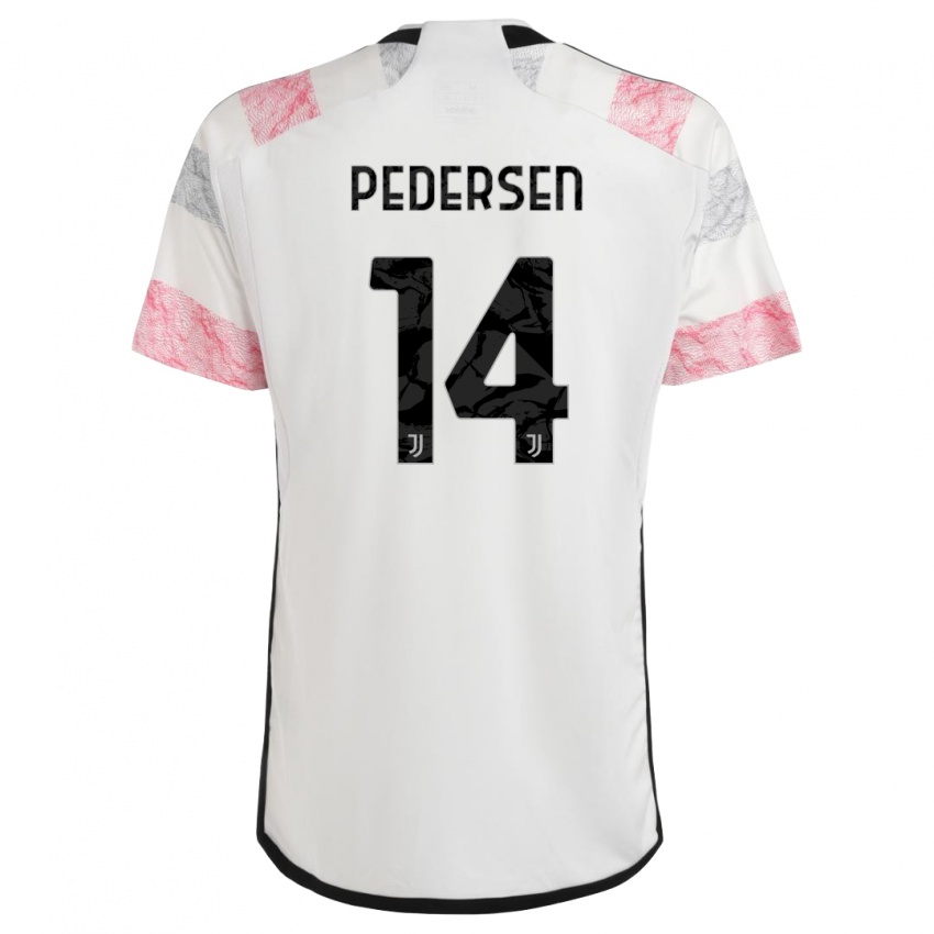 Børn Sofie Junge Pedersen #14 Hvid Pink Udebane Spillertrøjer 2023/24 Trøje T-Shirt