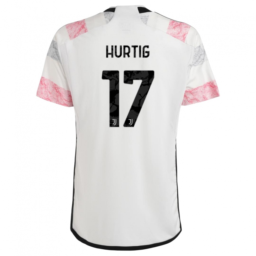 Børn Lina Hurtig #17 Hvid Pink Udebane Spillertrøjer 2023/24 Trøje T-Shirt