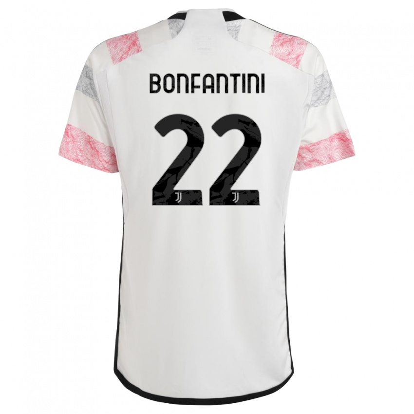 Børn Agnese Bonfantini #22 Hvid Pink Udebane Spillertrøjer 2023/24 Trøje T-Shirt