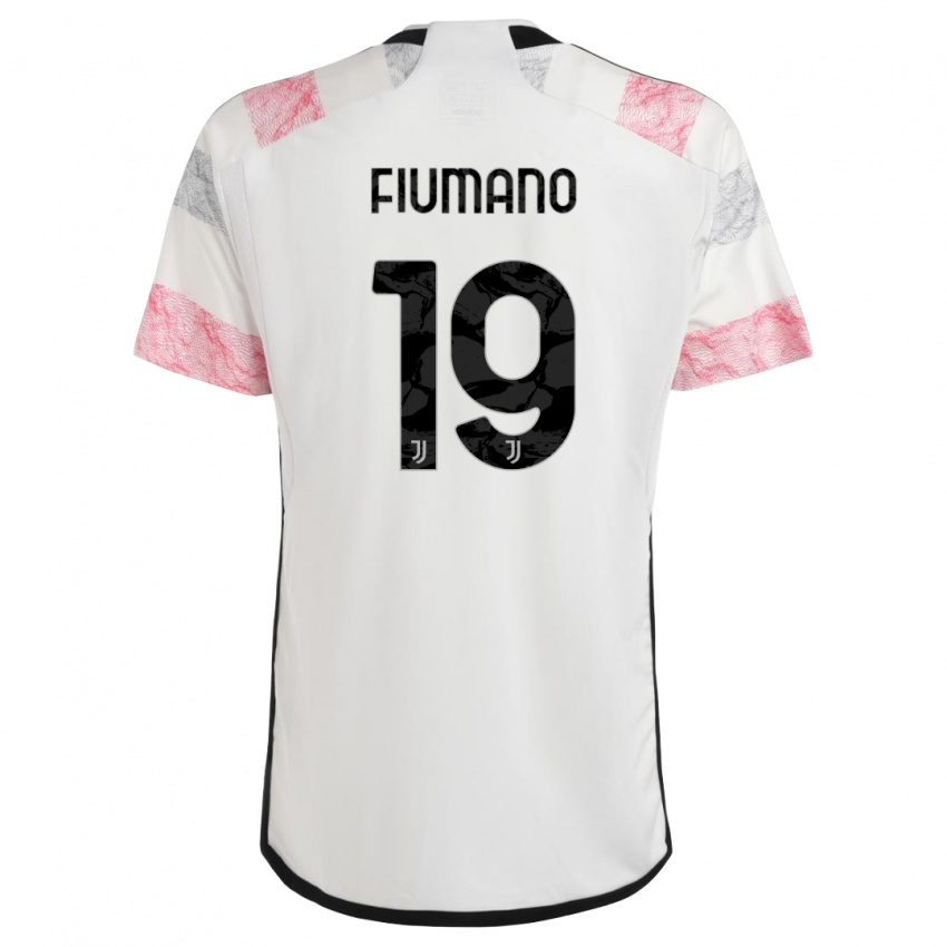 Børn Filippo Fiumano #19 Hvid Pink Udebane Spillertrøjer 2023/24 Trøje T-Shirt