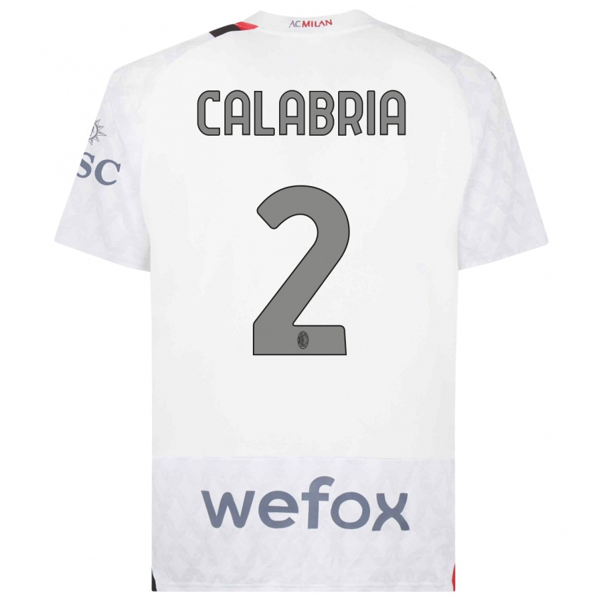 Børn Davide Calabria #2 Hvid Udebane Spillertrøjer 2023/24 Trøje T-Shirt
