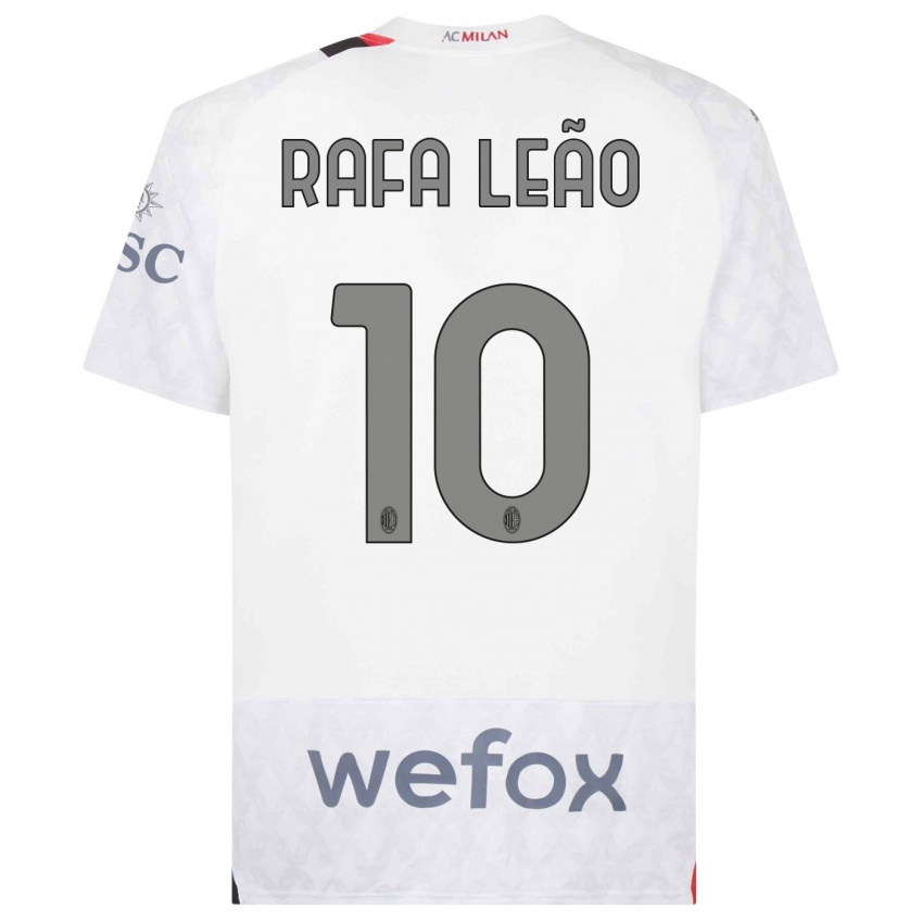 Børn Rafael Leao #10 Hvid Udebane Spillertrøjer 2023/24 Trøje T-Shirt