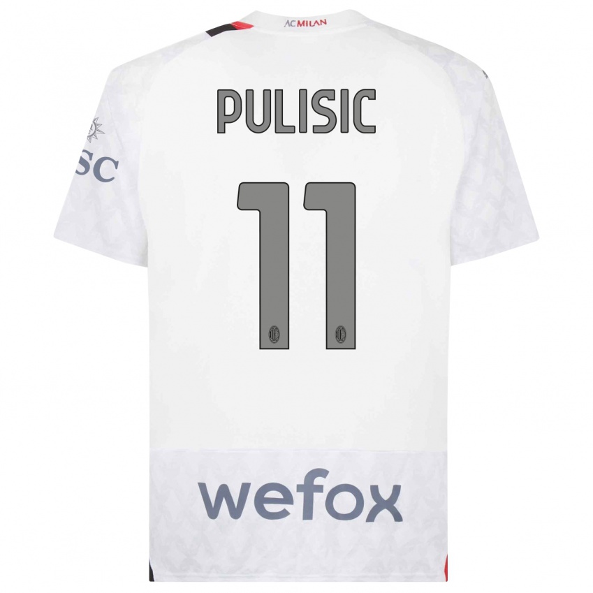 Børn Christian Pulisic #11 Hvid Udebane Spillertrøjer 2023/24 Trøje T-Shirt