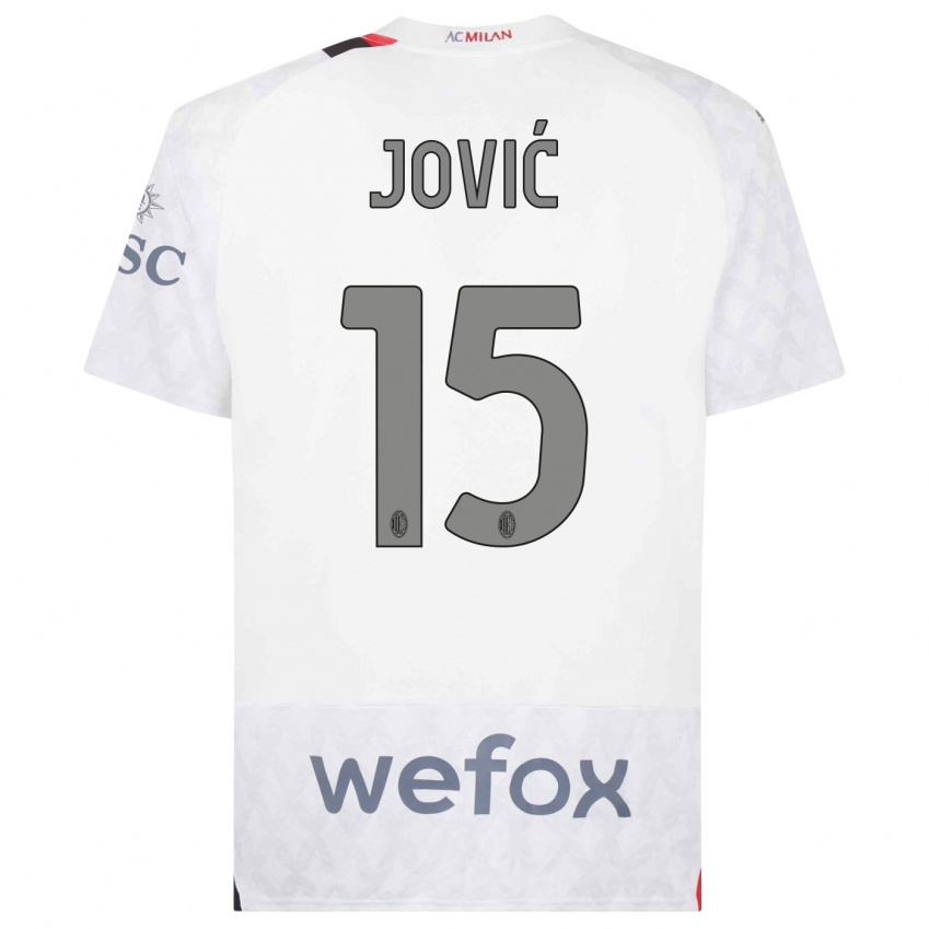 Børn Luka Jovic #15 Hvid Udebane Spillertrøjer 2023/24 Trøje T-Shirt