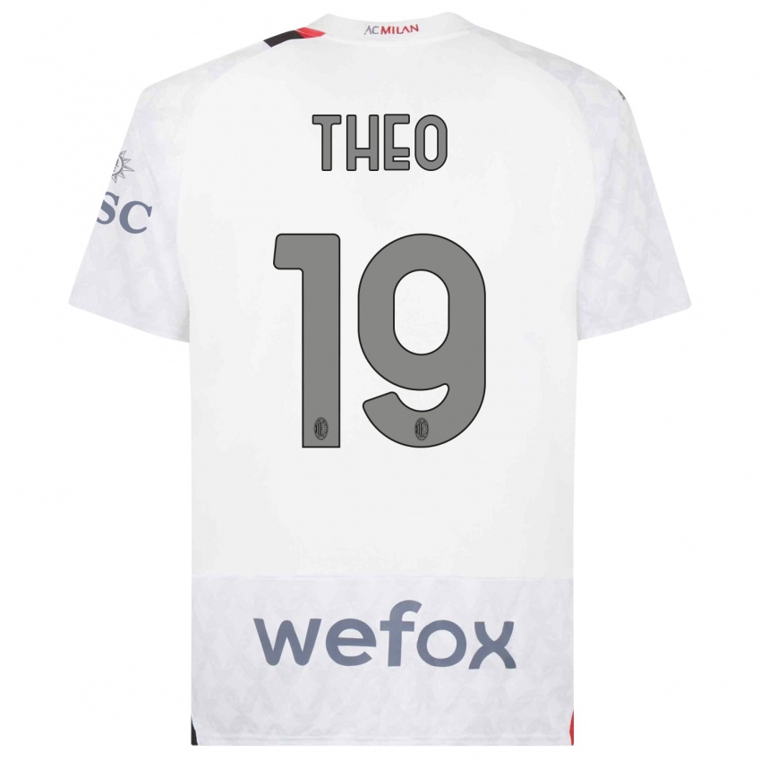 Børn Theo Hernandez #19 Hvid Udebane Spillertrøjer 2023/24 Trøje T-Shirt