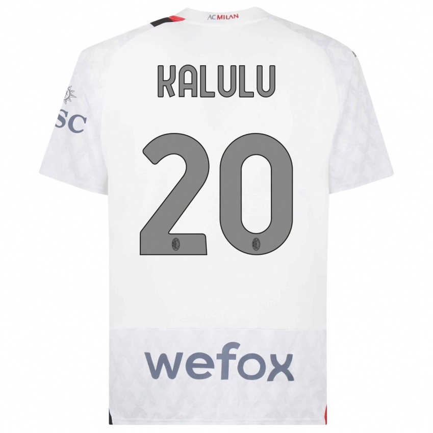 Børn Pierre Kalulu #20 Hvid Udebane Spillertrøjer 2023/24 Trøje T-Shirt