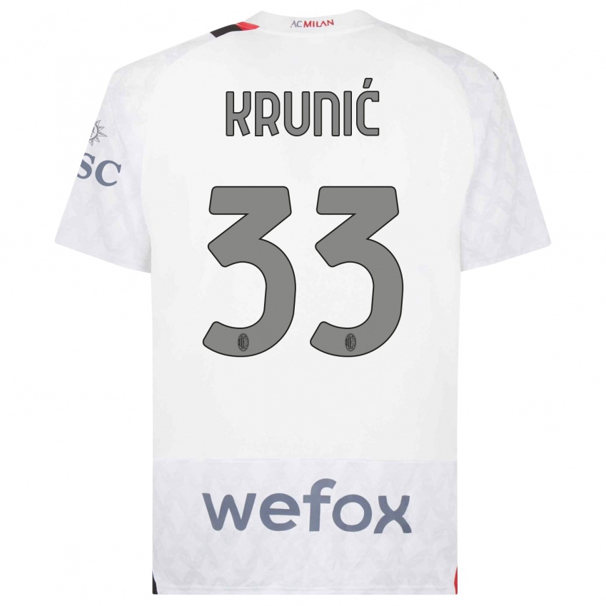 Børn Rade Krunic #33 Hvid Udebane Spillertrøjer 2023/24 Trøje T-Shirt