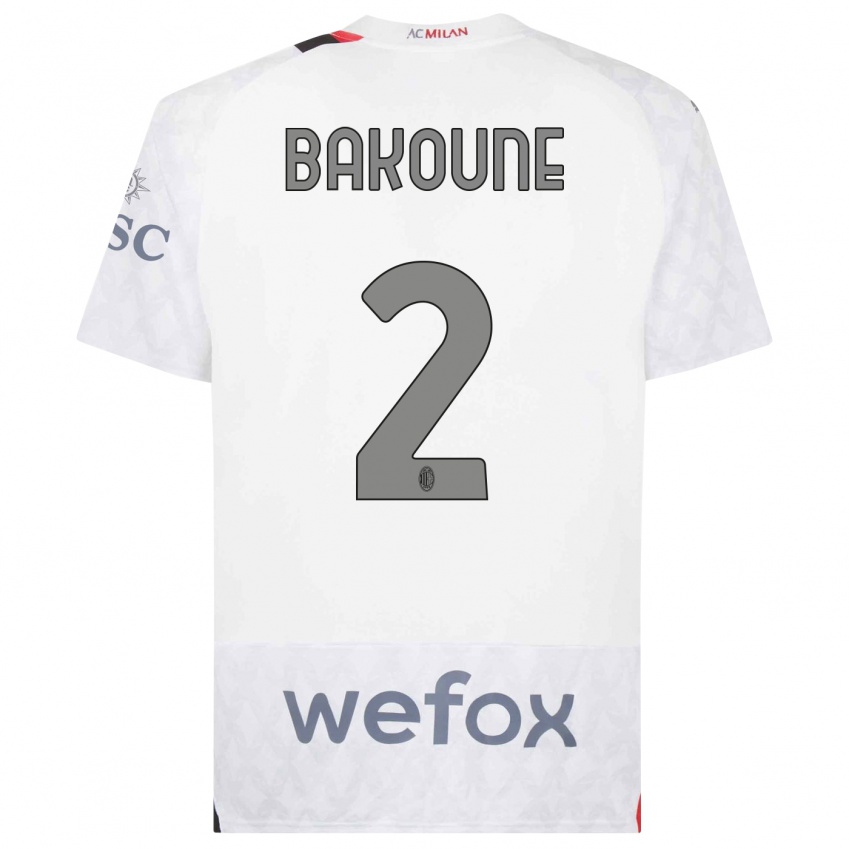 Børn Adam Bakoune #2 Hvid Udebane Spillertrøjer 2023/24 Trøje T-Shirt