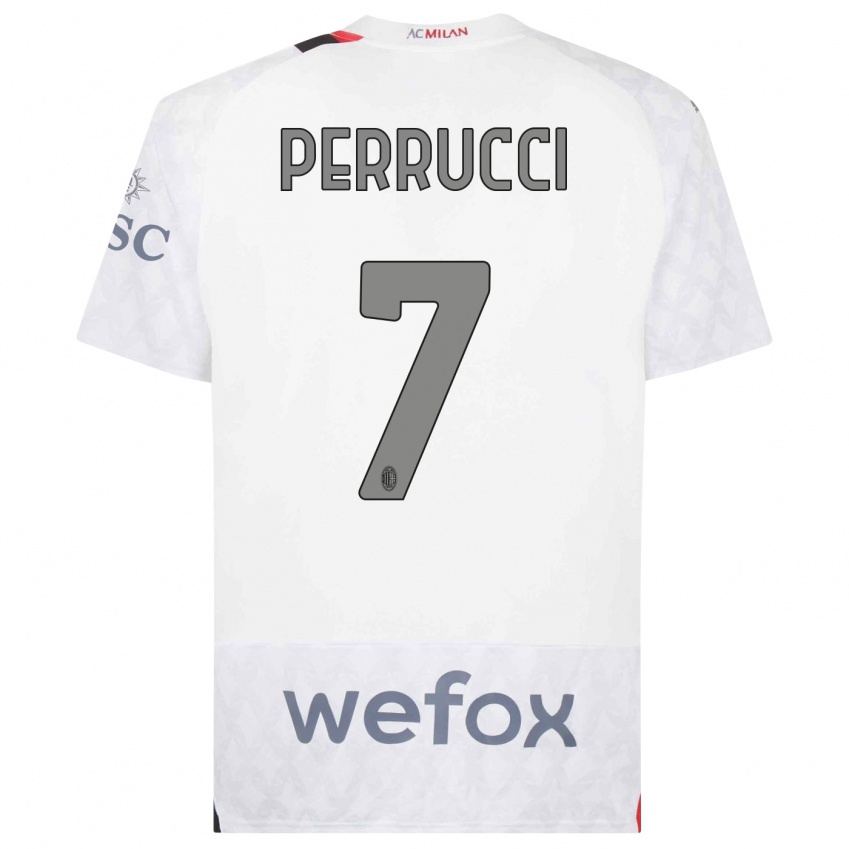 Børn Vincenzo Perrucci #7 Hvid Udebane Spillertrøjer 2023/24 Trøje T-Shirt