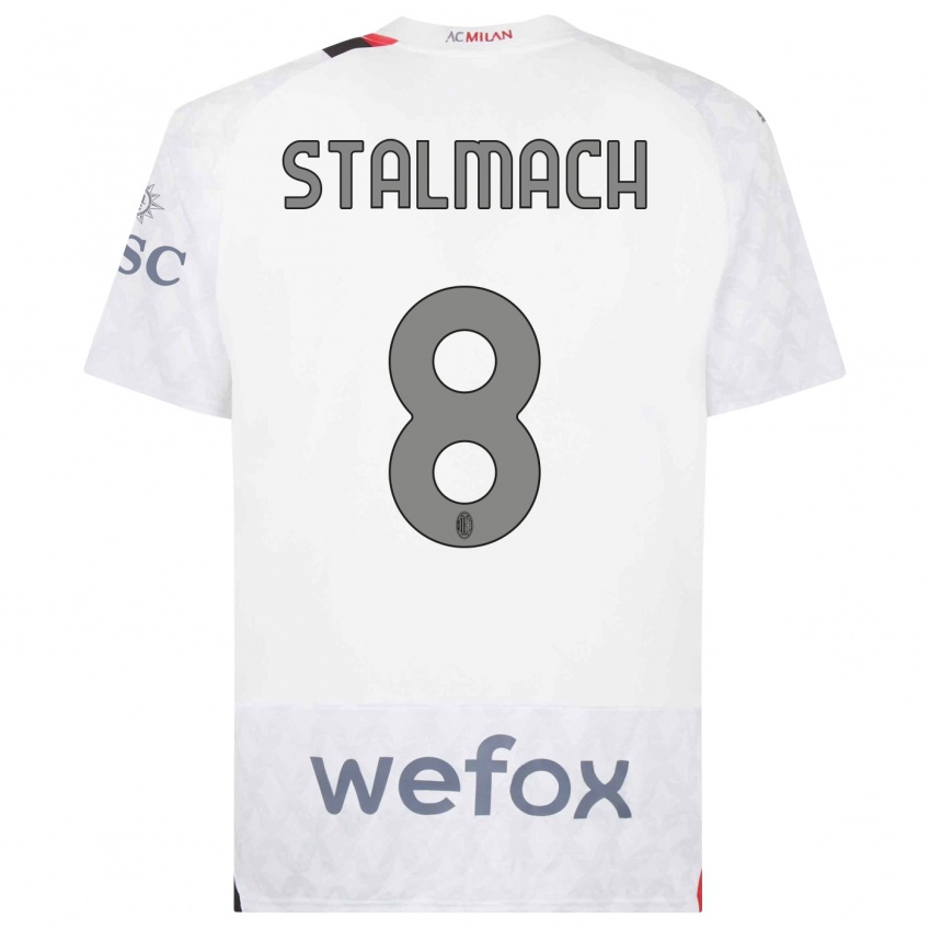 Børn Dariusz Stalmach #8 Hvid Udebane Spillertrøjer 2023/24 Trøje T-Shirt