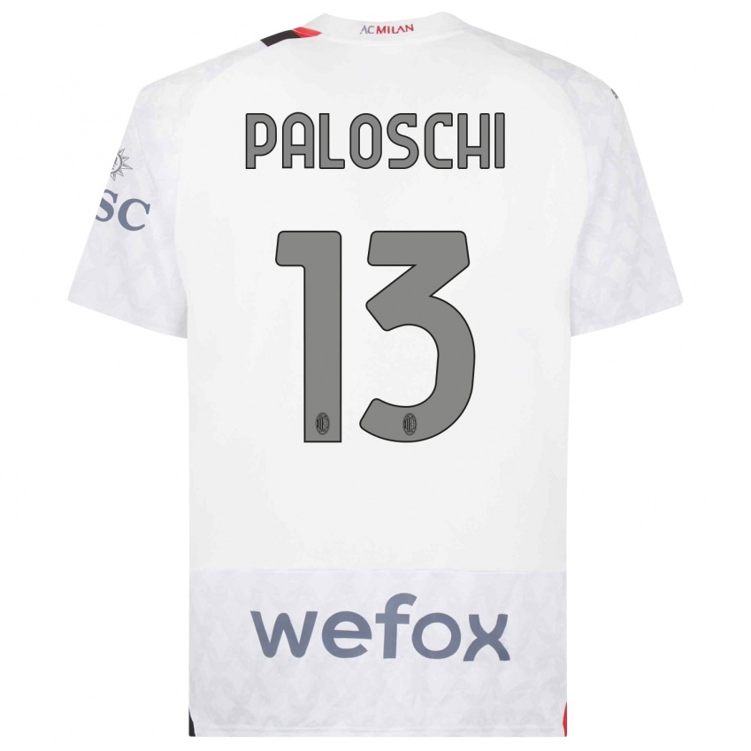 Børn Dorian Paloschi #13 Hvid Udebane Spillertrøjer 2023/24 Trøje T-Shirt