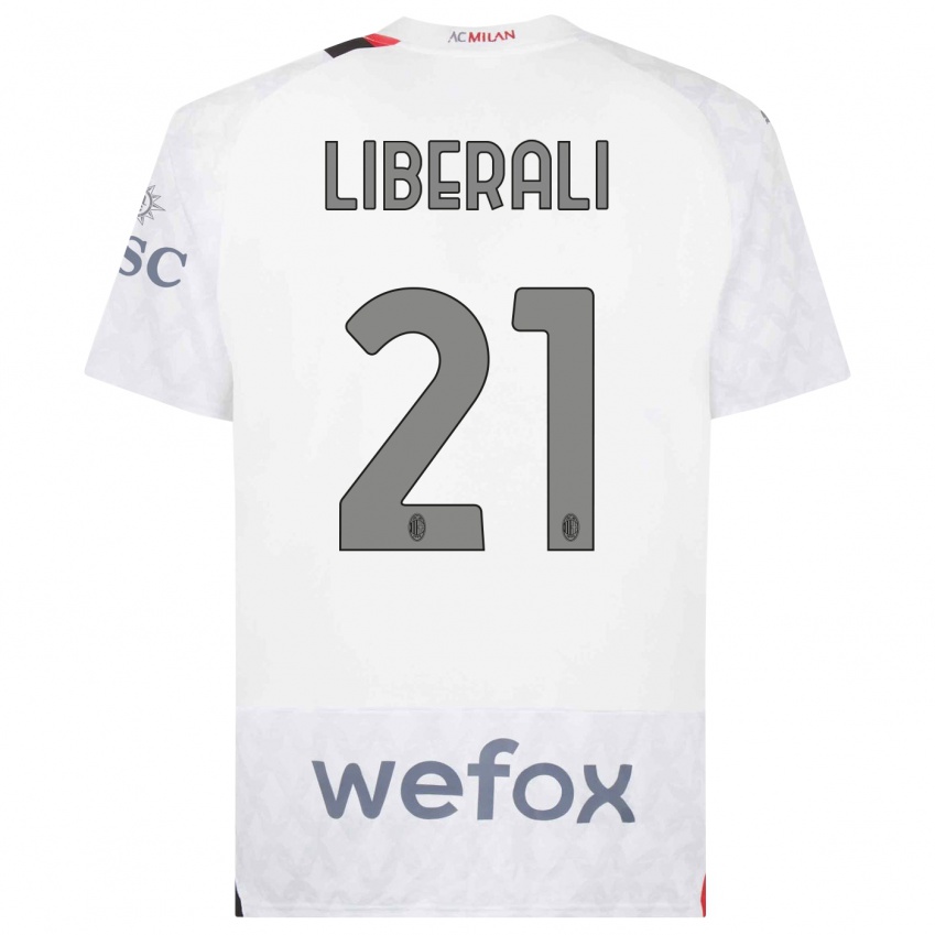 Børn Mattia Liberali #21 Hvid Udebane Spillertrøjer 2023/24 Trøje T-Shirt