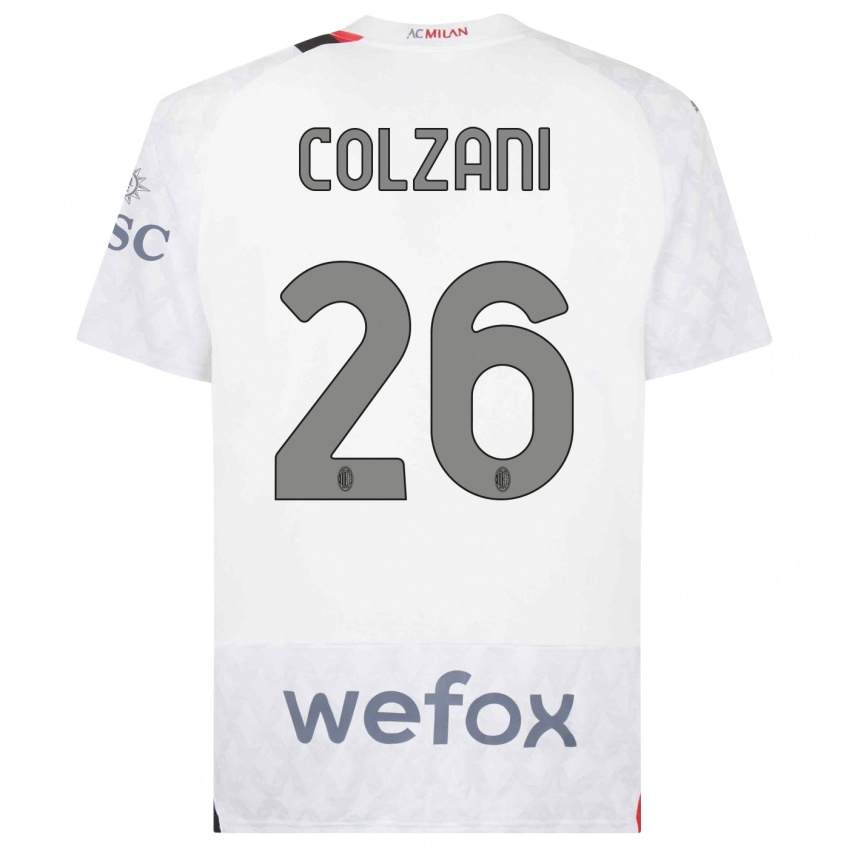 Børn Edoardo Colzani #26 Hvid Udebane Spillertrøjer 2023/24 Trøje T-Shirt