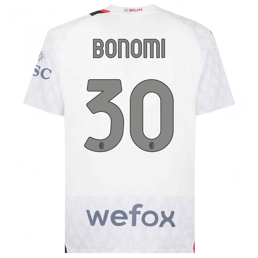 Børn Alessandro Bonomi #30 Hvid Udebane Spillertrøjer 2023/24 Trøje T-Shirt