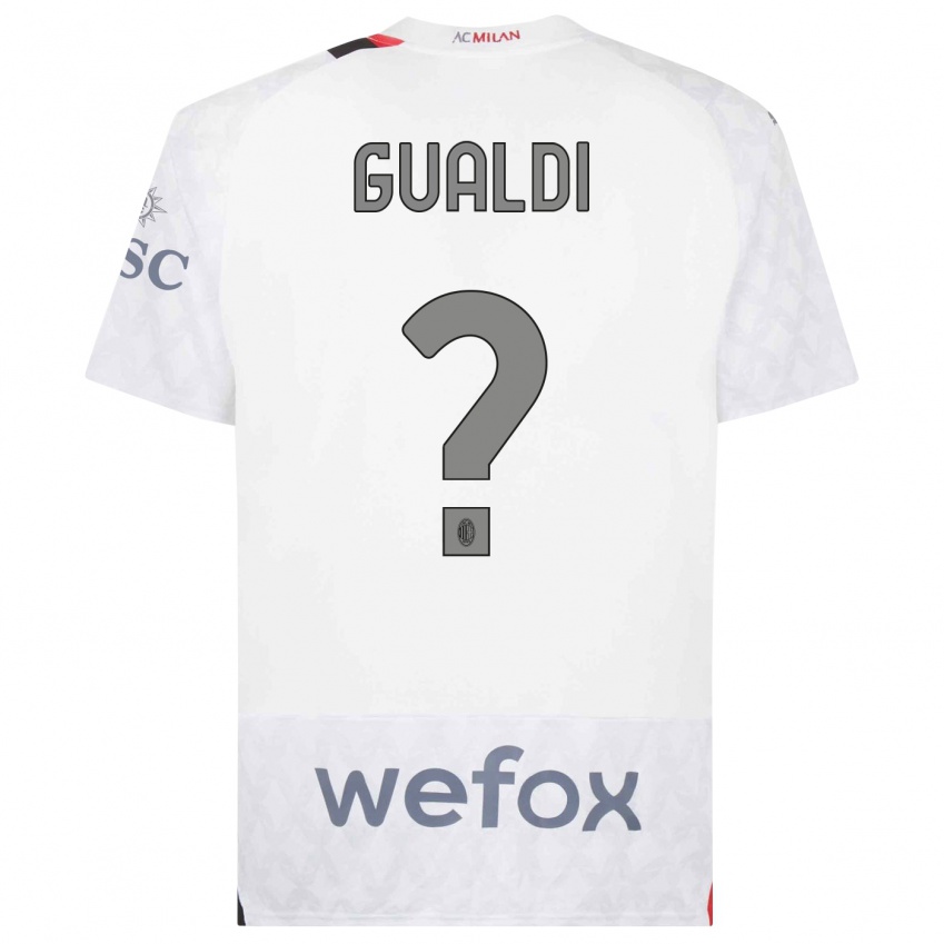 Børn Andrea Gualdi #0 Hvid Udebane Spillertrøjer 2023/24 Trøje T-Shirt