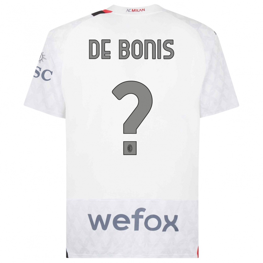Børn Andrea De Bonis #0 Hvid Udebane Spillertrøjer 2023/24 Trøje T-Shirt