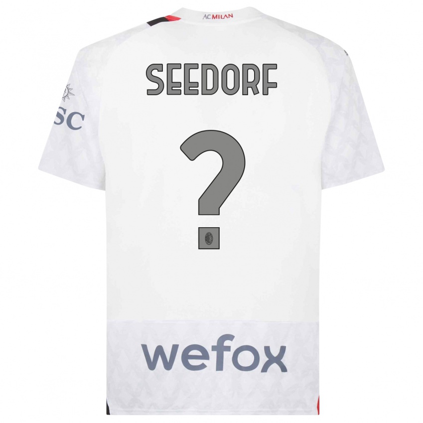Børn Denzel Seedorf #0 Hvid Udebane Spillertrøjer 2023/24 Trøje T-Shirt