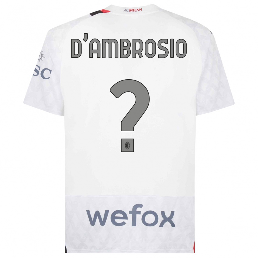 Børn Antonio D'ambrosio #0 Hvid Udebane Spillertrøjer 2023/24 Trøje T-Shirt