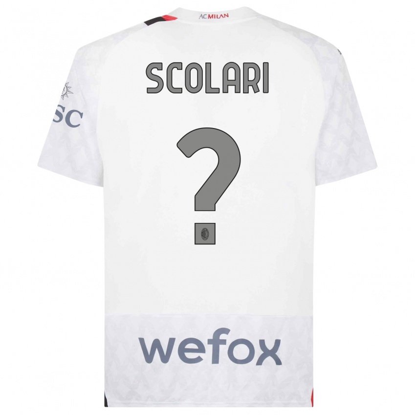 Børn Davide Scolari #0 Hvid Udebane Spillertrøjer 2023/24 Trøje T-Shirt