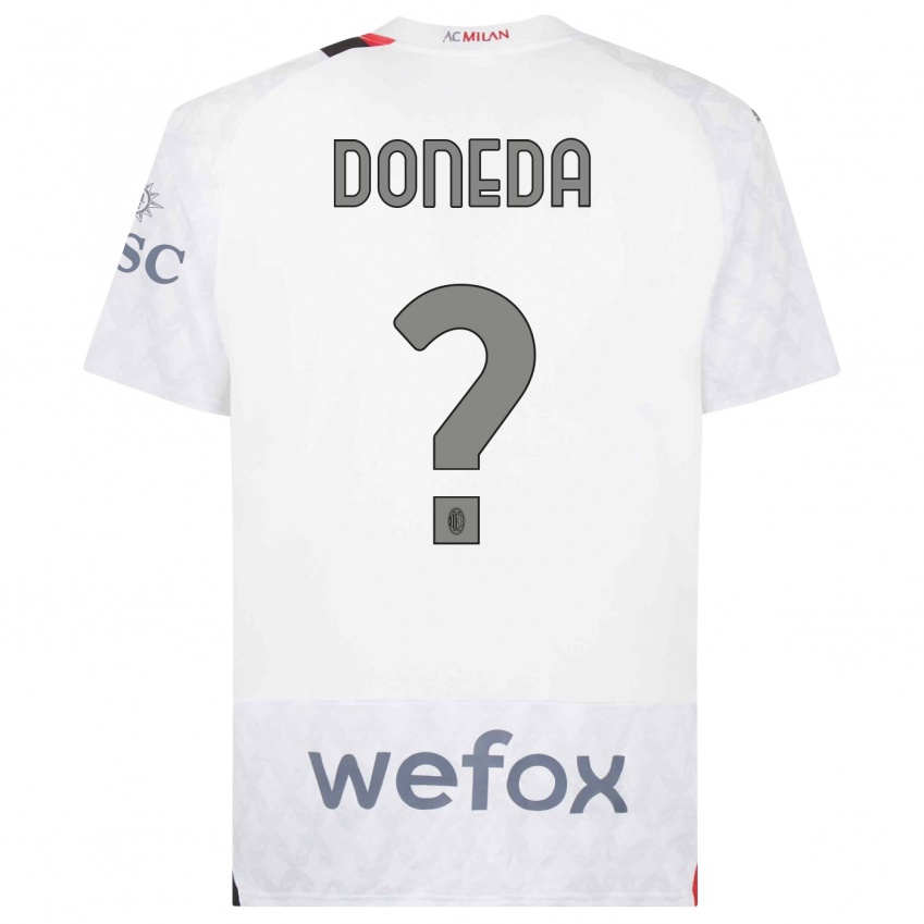 Børn Paolo Doneda #0 Hvid Udebane Spillertrøjer 2023/24 Trøje T-Shirt