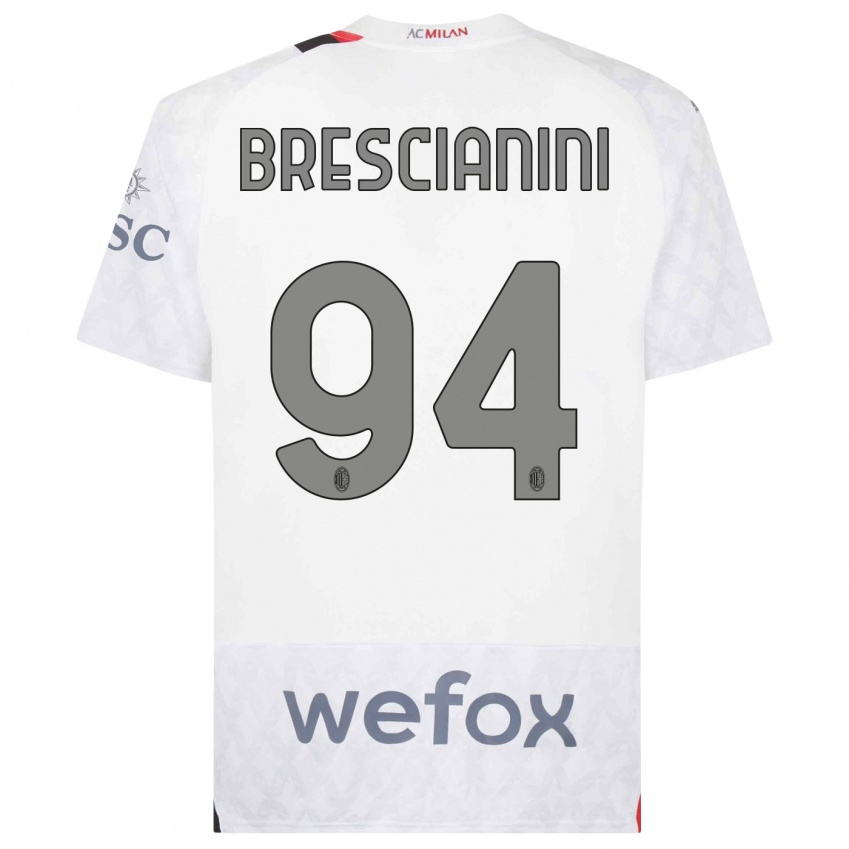 Børn Marco Brescianini #94 Hvid Udebane Spillertrøjer 2023/24 Trøje T-Shirt