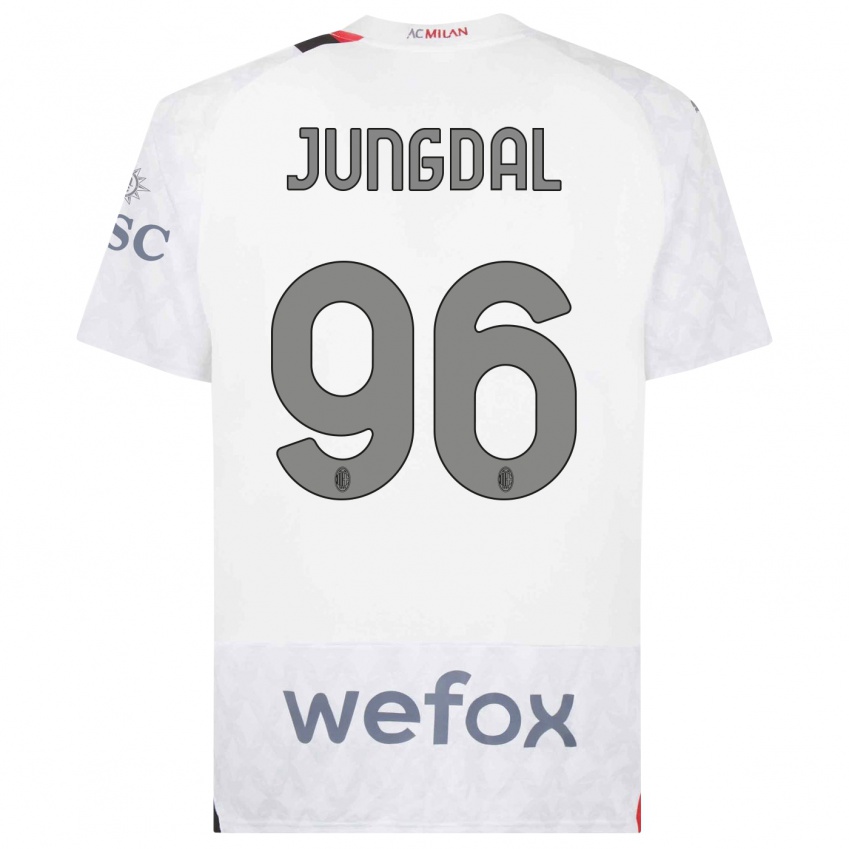 Børn Andreas Jungdal #96 Hvid Udebane Spillertrøjer 2023/24 Trøje T-Shirt