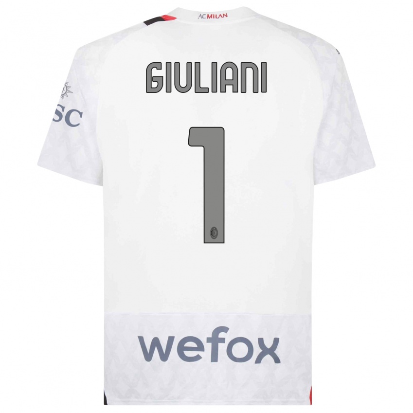 Børn Laura Giuliani #1 Hvid Udebane Spillertrøjer 2023/24 Trøje T-Shirt