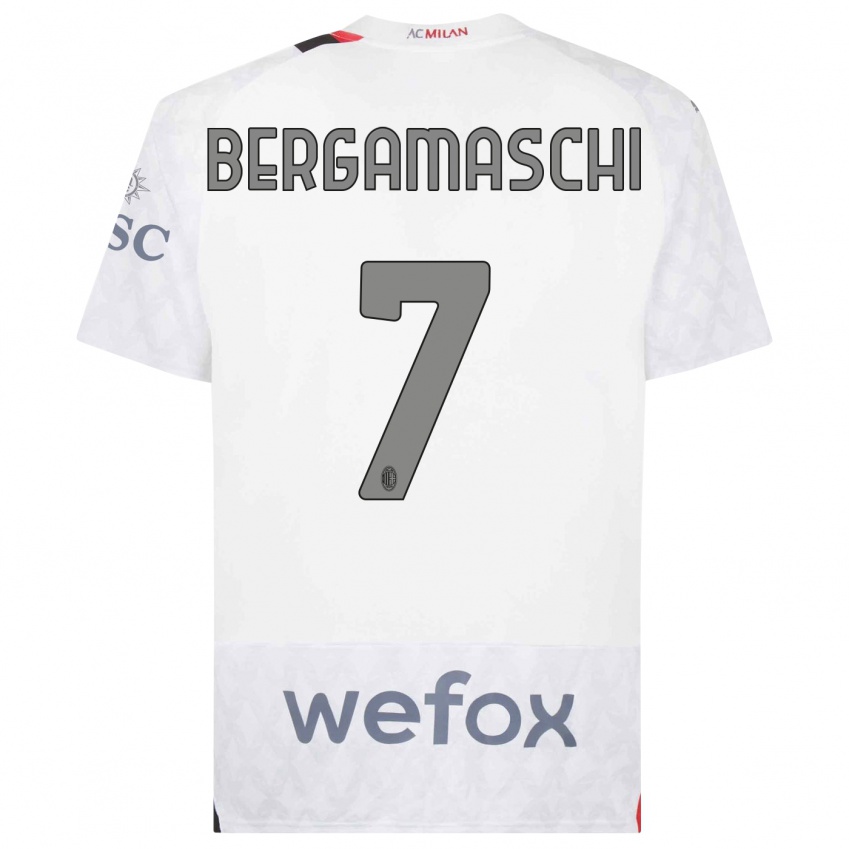 Børn Valentina Bergamaschi #7 Hvid Udebane Spillertrøjer 2023/24 Trøje T-Shirt